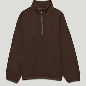 TNA FLEECE QUARTER ZIP PULLOVER FROM ARITZIA IN BROWN